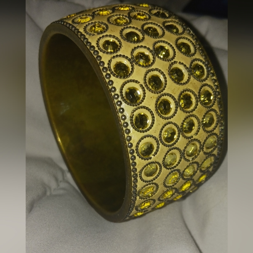 Brass and Rhinestones Bangle